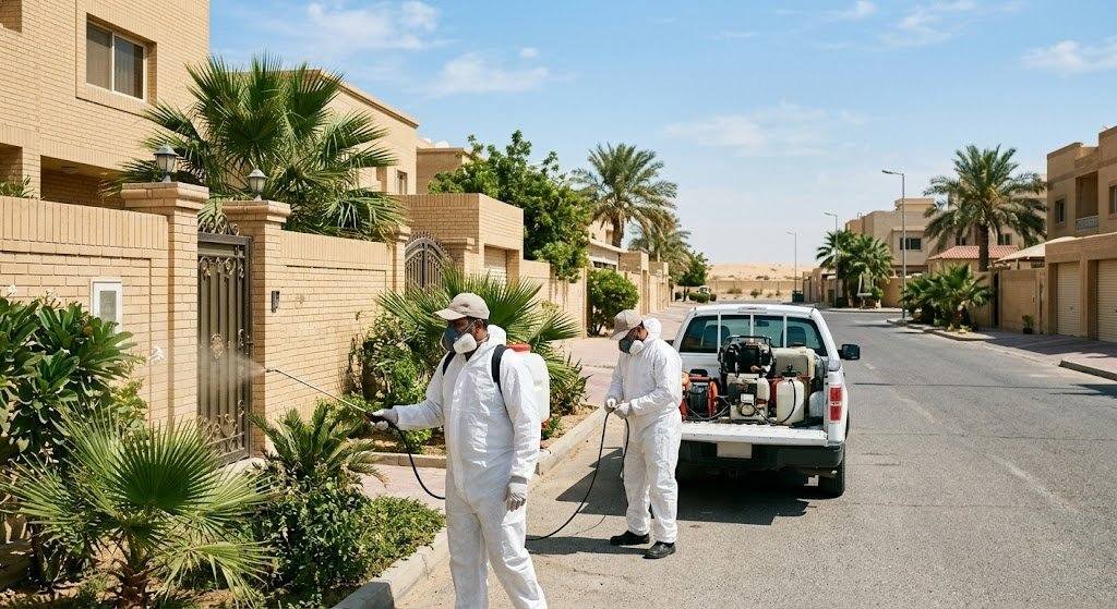 فني محترف يقوم برش المبيدات الآمنة ومكافحة الحشرات بدقة وفعالية ضمن خدمات مكافحة حشرات حي الضباط لضمان بيئة صحية ونظيفة وراحة العملاء.