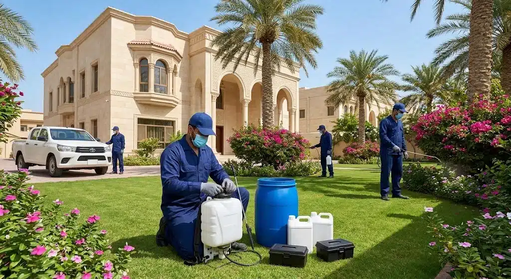 فني محترف يقوم بأعمال رش ومكافحة الحشرات بدقة وأمان باستخدام أحدث المعدات والمبيدات المعتمدة ضمن خدمات مكافحة حشرات حي غرناطة لضمان بيئة صحية خالية من الآفات وراحة العملاء.
