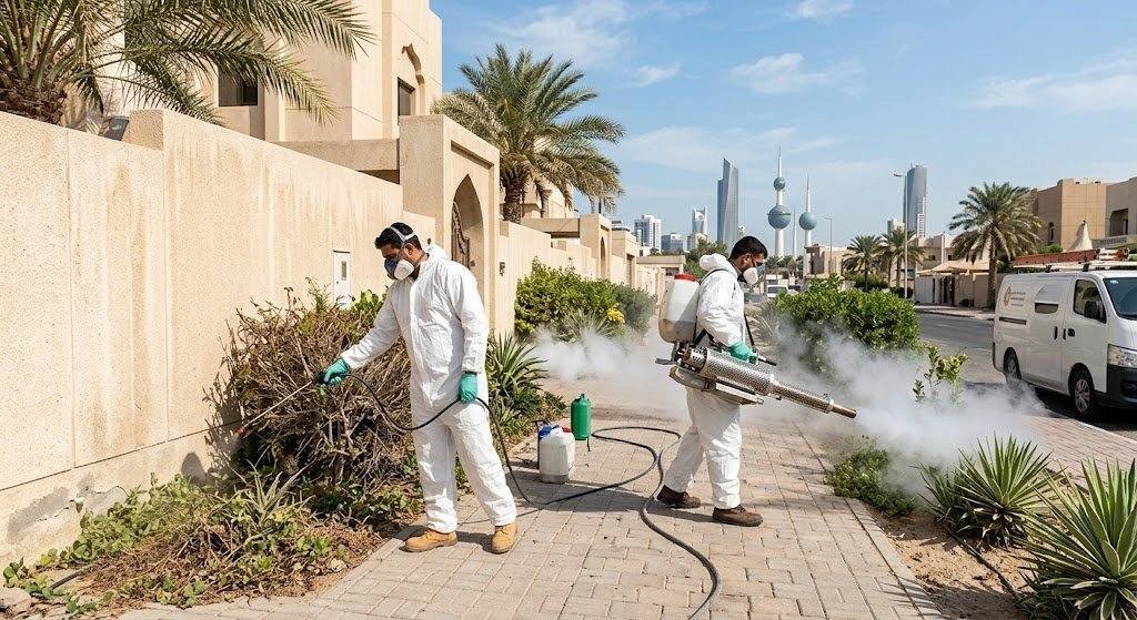 فريق عمل محترف يقوم بأعمال رش ومكافحة الحشرات بدقة وأمان باستخدام أحدث المعدات والمبيدات الفعالة ضمن خدمات مكافحة حشرات حي المنار لضمان بيئة صحية ونظيفة وراحة العملاء.